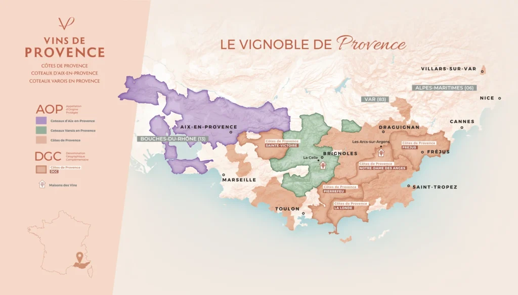 map of rosés and Provence
